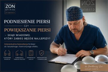 Dr Bartłomiej Zoń omawia różnice między podniesieniem piersi a powiększaniem piersi podczas konsultacji chirurgicznej.