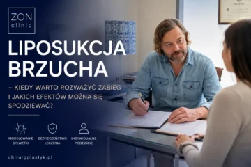 Dr Bartłomiej Zoń podczas konsultacji z pacjentką przed liposukcją brzucha w ZON CLINIC w Warszawie.