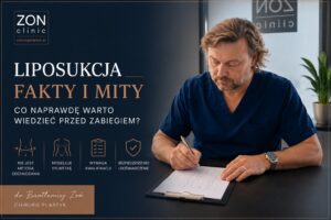 Dr Bartłomiej Zoń podczas konsultacji dotyczącej liposukcji i modelowania sylwetki.