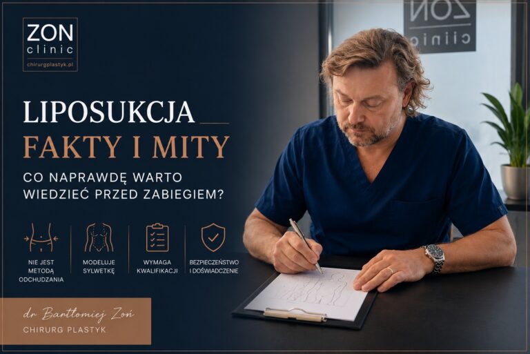 Dr Bartłomiej Zoń podczas konsultacji dotyczącej liposukcji i modelowania sylwetki.