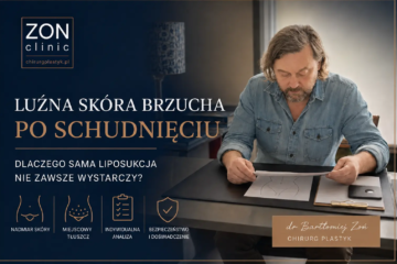 Dr Bartłomiej Zoń przy biurku – luźna skóra brzucha po schudnięciu a liposukcja