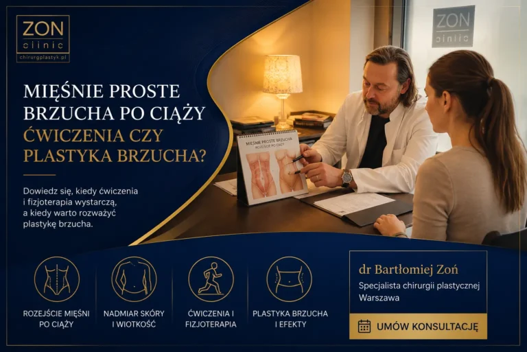 Dr Bartłomiej Zoń podczas konsultacji dotyczącej rozejścia mięśni prostych brzucha po ciąży