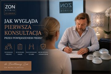 Pierwsza konsultacja przed powiększeniem piersi z dr. Bartłomiejem Zoniem w ZON CLINIC w Warszawie.